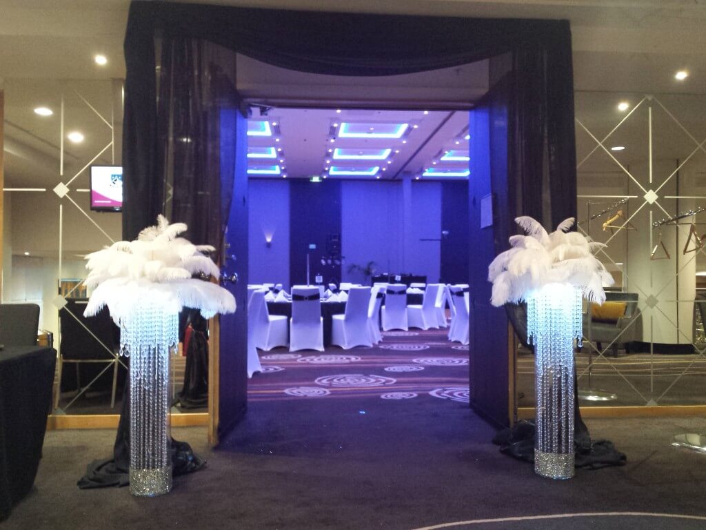 Feather and diamond entrance for school balls