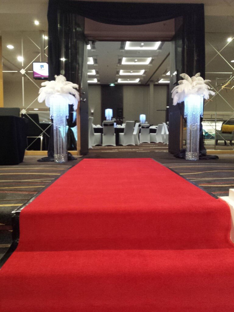 Red carpet entrance to ball