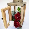 wood lantern with flowers
