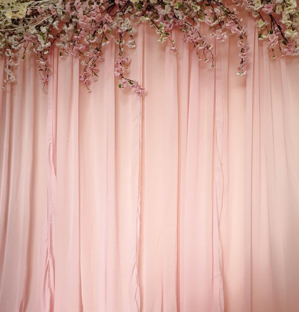 pink chiffon draping