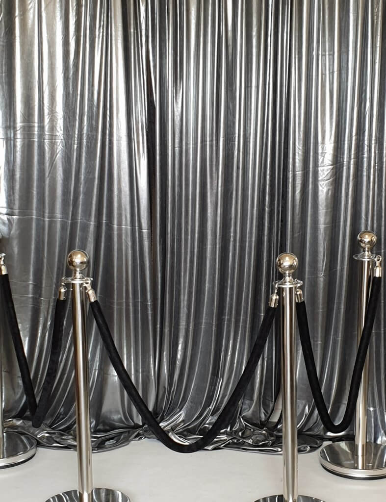 Silver Shimmer Backdrop Drape Covers Decoration Hire