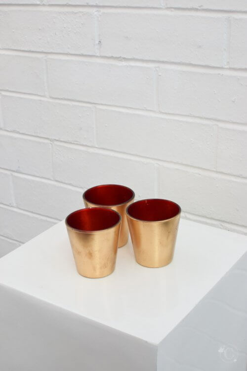 Gold & red tealight candle holder