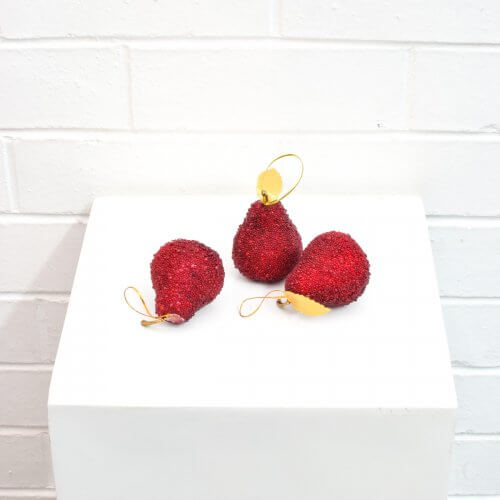 faux red christmas pears