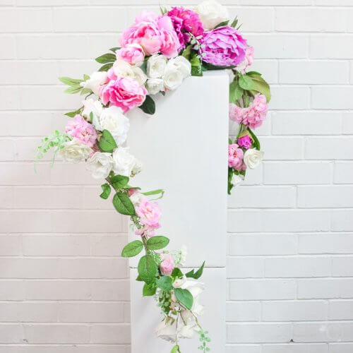 pink and cream floral garland