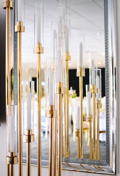 Reflective gold 8 head candelabra