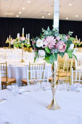 Gold Candlestick centrepiece with Florals
