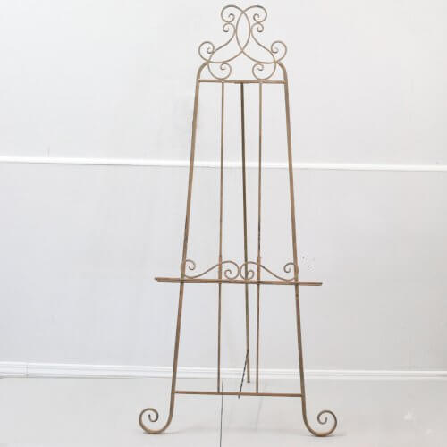 gold metal floor standing easel