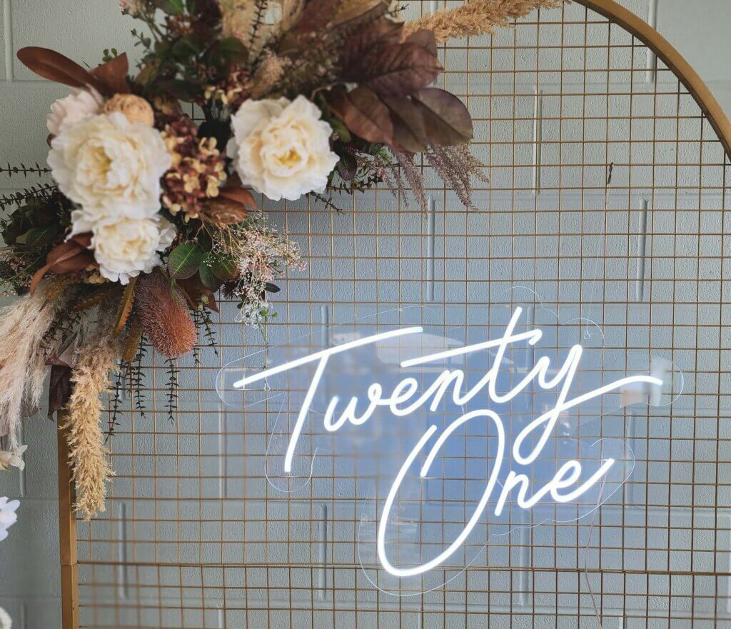 Twenty one neon light sign