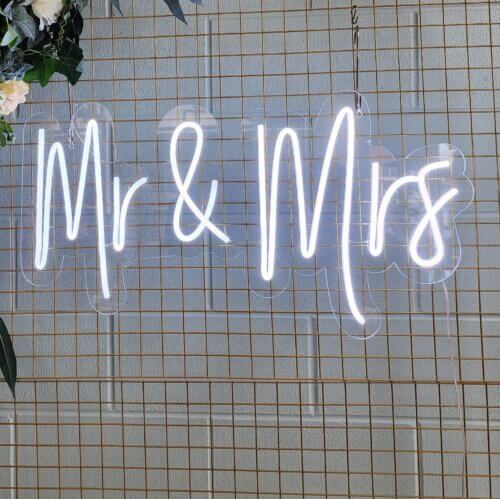 Mr and Mrs White Neon Sign