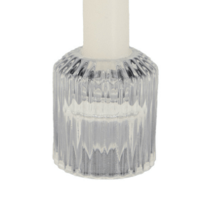 Clear ribbed cylinder candle holder