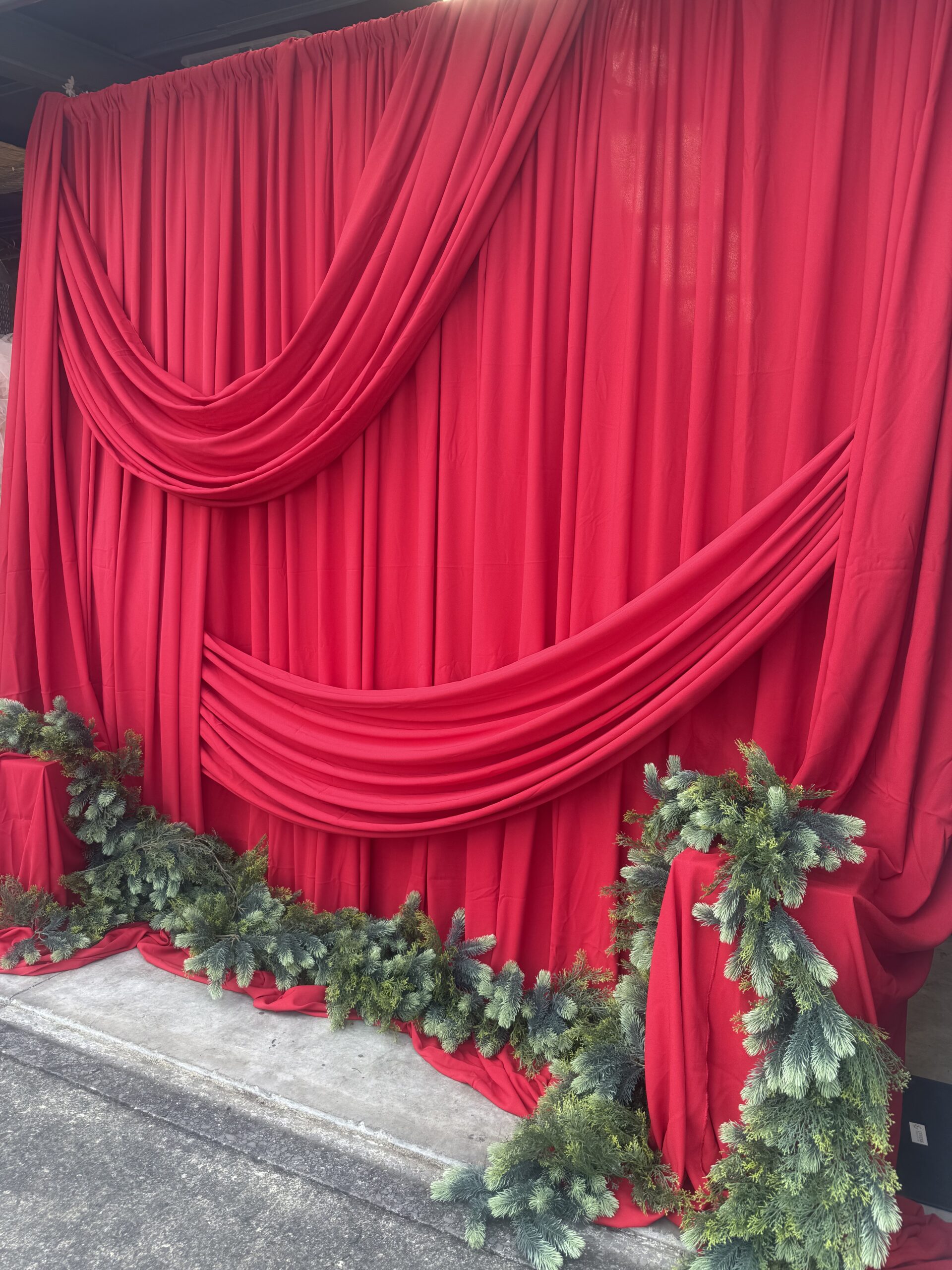 Christmas Red Draped Backdrop Package