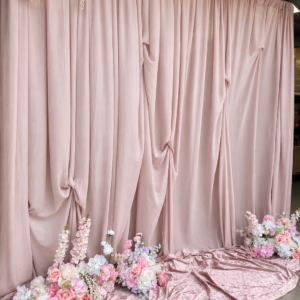 Blush Pink Floral Draped Backdrop Package